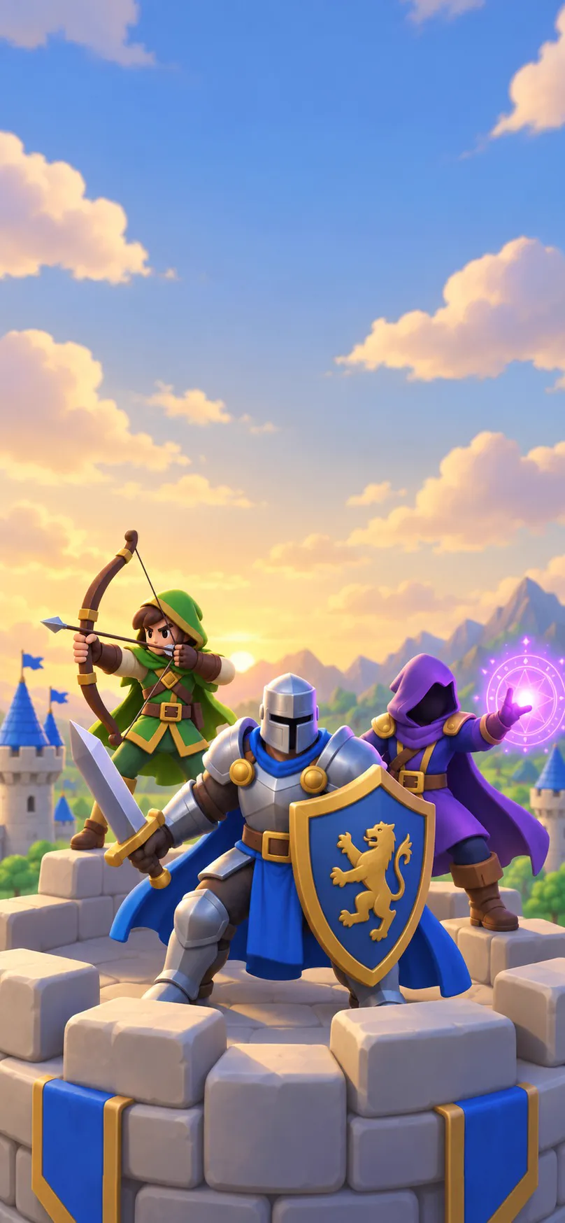 A knight, a ranger and a mage defend the keep
